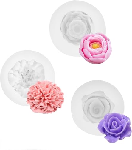 3 Stück Silikon Gießformen Set – Blumen-Formen für Rosen/Nelke/Pfingstrose, Muttertag & Frühling Deko, Kerzenformen zum Gießen 3 Stück Silikon Gießformen Set – Blumen-Formen für Rosen/Nelke/Pfingstrose, Muttertag & Frühling Deko, Kerzenformen zum Gießen von FAKKA