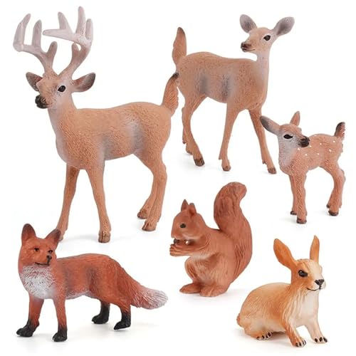 Waldtiere Figuren 6 Stück Waldtiere Figuren Miniaturtiere Spielzeug Tortenaufsätze mit Hirsch Familie Fuchs Kaninchen Eichhörnchen Wald Wald Themenparty Weihnachtsdisplay Waldtiere Figuren 6 Stück Waldtiere Figuren Miniaturtiere Spielzeug Tortenaufsätze mit Hirsch Familie Fuchs Kaninchen Eichhörnchen Wald Wald Themenparty Weihnachtsdisplay von FAKKA