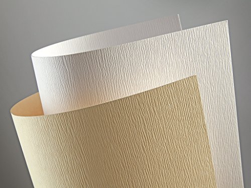 20 FALAMBI Premiumkarton Bark weiß, Papier 230 g/m², bedruckbar, dekorativ einseitig geprägter Karton von FALAMBI