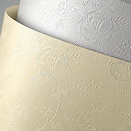 20 FALAMBI Premiumkarton Floral (Blumen) diamantweiß, Papier 220 g/m², bedruckbar, metallic Karton, Kartenkarton von FALAMBI