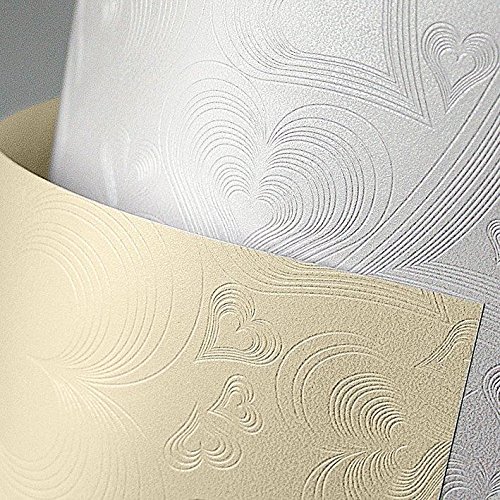 20 FALAMBI Premiumkarton Love weiß, Papier 220 g/m², bedruckbar, metallic Karton, Kartenkarton von FALAMBI