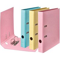 10 FALKEN PURE Pastell Ordner Vanille-Gelb, Flamingo-Pink, Himmel-Blau Karton 5,0 cm DIN A4 von FALKEN