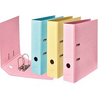 10 FALKEN PURE Pastell Ordner Vanille-Gelb, Flamingo-Pink, Himmel-Blau Karton 8,0 cm DIN A4 von FALKEN