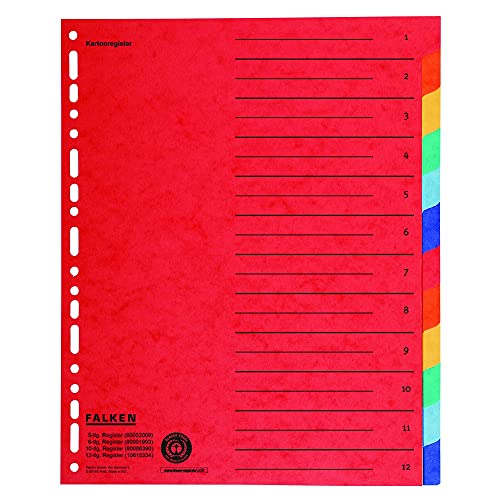 20x Original Falken Karton-Register überbreit für DIN A4+ 24,5 x 30 cm volle Höhe mit Organisationsdruck 12-teilig vollfarbig 2 x 6 Farben zur Ablage von Prospekthüllen 20x Original Falken Karton-Register überbreit für DIN A4+ 24,5 x 30 cm volle Höhe mit Organisationsdruck 12-teilig vollfarbig 2 x 6 Farben zur Ablage von Prospekthüllen von FALKEN