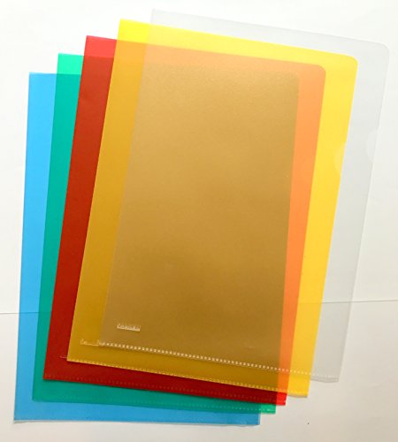 5 x 10 Stk. Sichthüllen A4 PP-Folie Aktenhüllen farbig sortiert 120 mµ genarbt von FALKEN