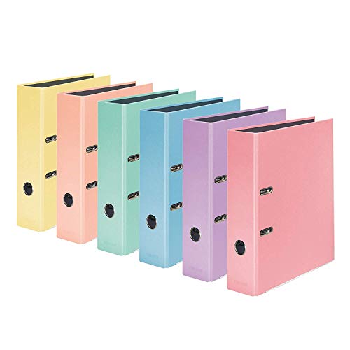 FALKEN Farb-Ordner 8 cm breit DIN A4 (6 Ordner, sortierte Pastelltöne) von FALKEN