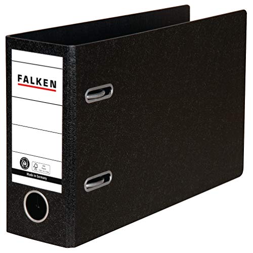 Original Falken Ordner Sonderformat Hartpappe. Made in Germany. 8 cm breit DIN A5 quer schwarz Kontoauszug Ringordner Aktenordner Briefordner Büroordner Pappordner Schlitzordner Blauer Engel von FALKEN