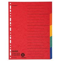 FALKEN Ordnerregister DIN A4 Vollformat blanko farbig 5-teilig, 1 Satz von FALKEN