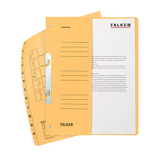 Original Falken 50er Pack Einhakhefter. Made in Germany. Aus Recycling-Karton mit halbem Vorderdeckel und kfm. Heftung für DIN A4 chamois Hefter Sammelmappe Dokumentenmappe von FALKEN