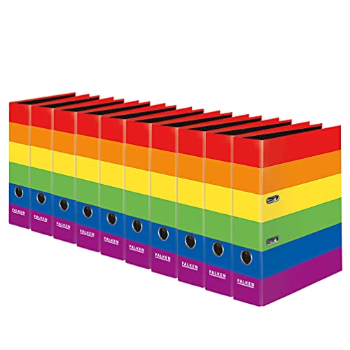 Original Falken 10er Pack Motiv-Ordner Harlekin. Made in Germany. 8 cm breit DIN A4 Ringordner Aktenordner Briefordner Rainbow Büroordner Plastikordner Regenbogen Schlitzordner Original Falken 10er Pack Motiv-Ordner Harlekin. Made in Germany. 8 cm breit DIN A4 Ringordner Aktenordner Briefordner Rainbow Büroordner Plastikordner Regenbogen Schlitzordner von FALKEN