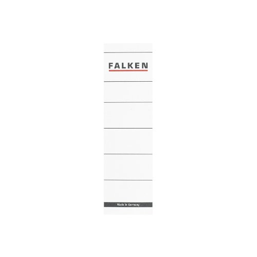 Original Falken 10er Pack Ordner-Rückenschild. Made in Germany. Etiketten 54 x 190 mm zum Einstecken für 8 cm breite Ordner weiß von FALKEN