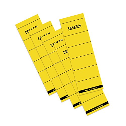 Original Falken 10er Pack Ordner-Rückenschild. Made in Germany. Etiketten 60 x 190 mm selbstklebend für 8 cm breite Ordner gelb Original Falken 10er Pack Ordner-Rückenschild. Made in Germany. Etiketten 60 x 190 mm selbstklebend für 8 cm breite Ordner gelb von FALKEN