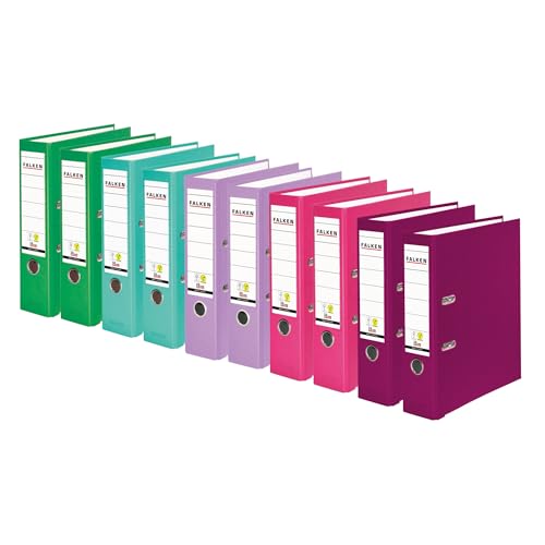 Original Falken 10er Pack PP-Color Kunststoff-Ordner. Made in Germany. 8 cm breit DIN A4 Vegan farbig sortiert zu je 2x türkis, flieder, brombeere, pink, hellgrün Aktenordner Briefordner Original Falken 10er Pack PP-Color Kunststoff-Ordner. Made in Germany. 8 cm breit DIN A4 Vegan farbig sortiert zu je 2x türkis, flieder, brombeere, pink, hellgrün Aktenordner Briefordner von FALKEN