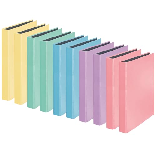 Original Falken 10er Pack PastellColor Ringbuch. Made in Germany. 2-D-Ring-Mechanik DIN A4 Füllhöhe 25 mm farbig sortiert Kalender Organizer Ring-Ordner Hefter ideal für Büro und Schule von FALKEN