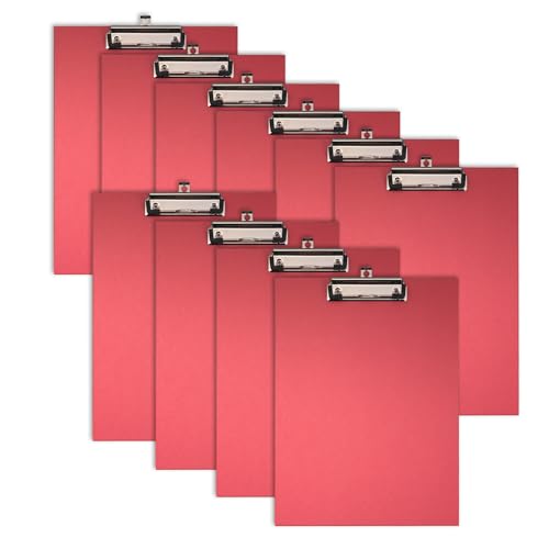 Original Falken 10er Pack Umwelt-Klemmbrett Öko. Made in Germany. Mit stabilem Pappkern und farbigem Papierbezug außen für DIN A4 rot Blauer Engel ideal für Inventur und Lagerwirtschaft von FALKEN