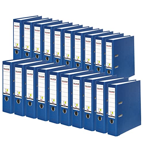 Original Falken 20er Pack PP-Color Kunststoff-Ordner. Made in Germany. 8 cm breit DIN A4 blau Ringordner Vegan Aktenordner Briefordner Büroordner Plastikordner Schlitzordner von FALKEN