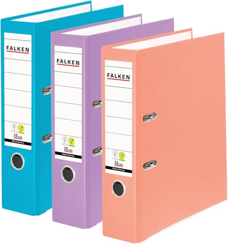 Original Falken 3er Pack PP-Color Ordner. Made in Germany (farbig sortiert | Pastell, 3er Pack) von FALKEN