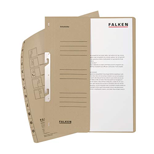 Original Falken 50er Pack Einhakhefter. Made in Germany. Aus Recycling-Karton mit halbem Vorderdeckel und Behördenheftung für DIN A4 grau Hefter Sammelmappe Dokumentenmappe von FALKEN