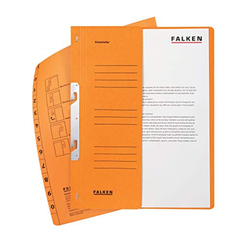 Original Falken 50er Pack Einhakhefter. Made in Germany. Aus Recycling-Karton mit halbem Vorderdeckel und Behördenheftung für DIN A4 orange Hefter Sammelmappe Dokumentenmappe von FALKEN