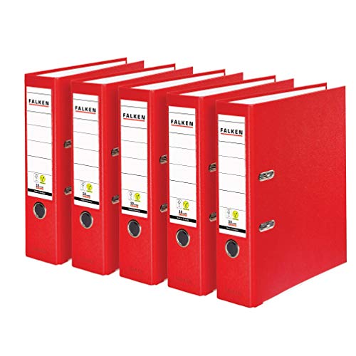 Original Falken 5er Pack PP-Color Kunststoff-Ordner. Made in Germany. 8 cm breit DIN A4 rot Vegan Ringordner Aktenordner Briefordner Büroordner Plastikordner Schlitzordner Original Falken 5er Pack PP-Color Kunststoff-Ordner. Made in Germany. 8 cm breit DIN A4 rot Vegan Ringordner Aktenordner Briefordner Büroordner Plastikordner Schlitzordner von FALKEN