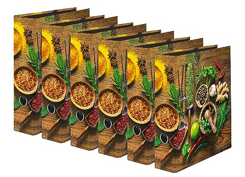 Original Falken 6er Pack Motiv-Ordner Spice. Made in Germany. 8 cm breit DIN A4 Ringordner Aktenordner Rezeptordner Plastikordner Motivordner für Kochrezepte Original Falken 6er Pack Motiv-Ordner Spice. Made in Germany. 8 cm breit DIN A4 Ringordner Aktenordner Rezeptordner Plastikordner Motivordner für Kochrezepte von FALKEN