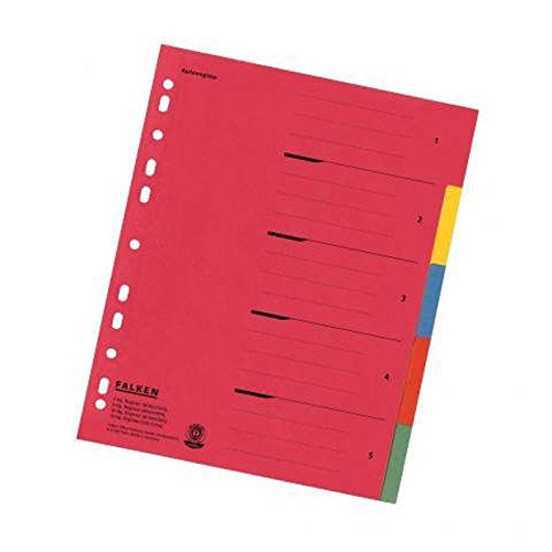 Original Falken Karton-Register überbreit für DIN A4+ 24,5 x 30 cm volle Höhe mit Organisationsdruck 5-teilig vollfarbig zur Ablage von Prospekt- und Klarsichthüllen Original Falken Karton-Register überbreit für DIN A4+ 24,5 x 30 cm volle Höhe mit Organisationsdruck 5-teilig vollfarbig zur Ablage von Prospekt- und Klarsichthüllen von FALKEN