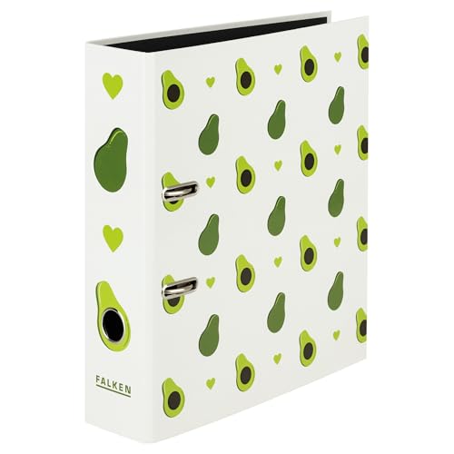 Original Falken Motiv-Ordner Avocado. Made in Germany. 8 cm breit DIN A4 schwarzer Innenspiegel Ringordner Aktenordner Briefordner Büroordner Plastikordner Motivordner Social Media von FALKEN