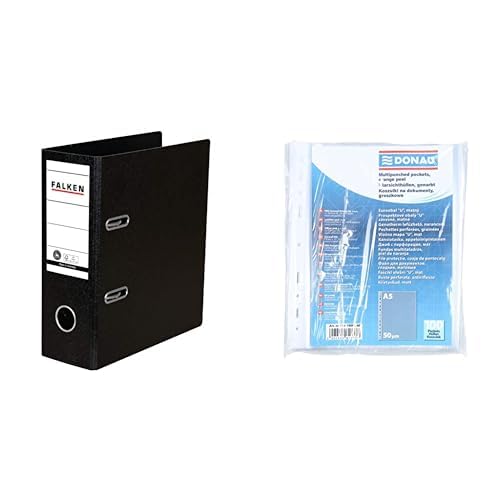 Original Falken Ordner Sonderformat Hartpappe & DONAU Prospekthüllen DIN A5 / 100 Stück/Genarbt Oben Offen Klarsichthüllen Sicht-Hüllen Gelochte Plastikhülle Original Falken Ordner Sonderformat Hartpappe & DONAU Prospekthüllen DIN A5 / 100 Stück/Genarbt Oben Offen Klarsichthüllen Sicht-Hüllen Gelochte Plastikhülle von FALKEN
