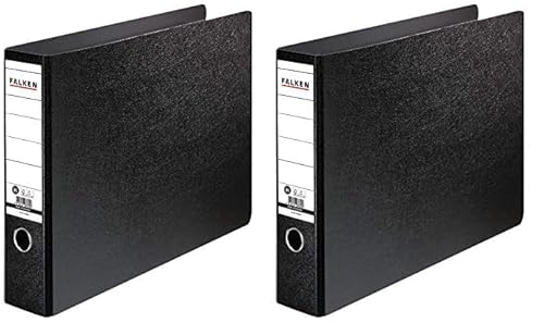 Original Falken Ordner Sonderformat Hartpappe. Made in Germany. 8 cm breit DIN A3 quer schwarz Ringordner Aktenordner Briefordner Büroordner Pappordner Schlitzordner Blauer Engel (Packung mit 2) von FALKEN