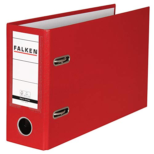 Original Falken PP-Color Kunststoff-Ordner Sonderformat. 8 cm breit DIN A5 quer mit Wechselfenster rot Kontoauszug Ringordner Aktenordner Briefordner Büroordner Plastikordner von FALKEN