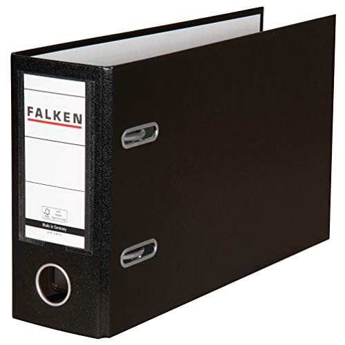 Original Falken PP-Color Kunststoff-Ordner Sonderformat. Made in Germany. 8 cm breit DIN A5 quer mit Wechselfenster schwarz Kontoauszug Ringordner Aktenordner Briefordner Büroordner von FALKEN