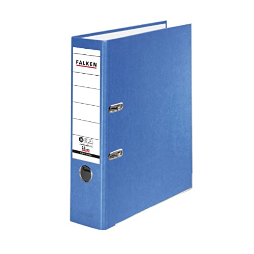 Original Falken Recycolor Umwelt-Ordner Öko. Made in Germany. Farbiger Papierbezug außen 8 cm breit DIN A4 blau Ringordner Aktenordner Briefordner Büroordner Pappordner CO2-Neutral Blauer Engel von FALKEN