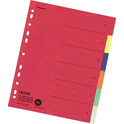 FALKEN, Register Karton, 24,0 x 29,7cm, 230g/m2 Manila-RC-Karton, 6-teilig FALKEN, Register Karton, 24,0 x 29,7cm, 230g/m2 Manila-RC-Karton, 6-teilig von FALKEN