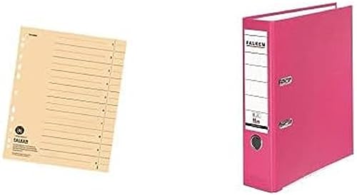 Set aus: Original Falken 100er Pack Trennblätter. Made in Germany. Aus Recycling-Karton für DIN A4 chamois & Falken PP-Color Kunststoff-Ordner. 8 cm breit DIN A4 pink von FALKEN