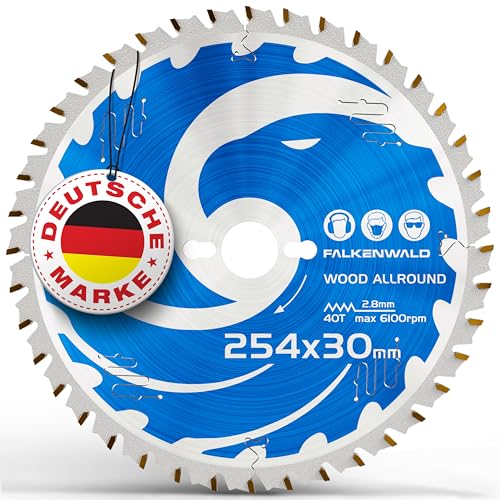 FALKENWALD® Kreissägeblatt 254x30 mm ideal für Holz Grob & Fein - Sägeblatt 254 x 30 für schnelle und feine Schnitte - Kompatibel mit Makita, Metabo & und Bosch - Kreissägeblatt 254 x 30 von FALKENWALD