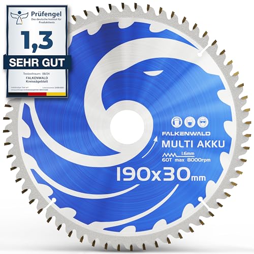FALKENWALD® Sägeblatt 190x30 mm (Akku) - Ideal für Holz, Metall & Aluminium - Kompatibel mit Bosch GKS 65, PKS 66 AF - Universal Kreissägeblatt 190x30 mm von FALKENWALD
