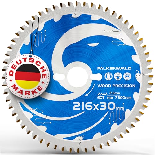 FALKENWALD® Sägeblatt 216x30 mm Holz Precision - Kompatibel mit Metabo KGS 216 M, Bosch GCM 8 SDE, PCM 8S Kappsäge - HM Kreissägeblatt 216 x 30 mm - Kreissägeblatt 216x30 mm von FALKENWALD