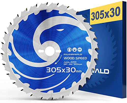 FALKENWALD® Sägeblatt 305x30 Holz Kappsäge kompatibel mit Bosch GCM 12 GDL - Holz Sägeblatt 305 aus hochwertigem Hartmetall - Kreissägeblatt 305x30 mit 28 Hartmetallzähnen von FALKENWALD