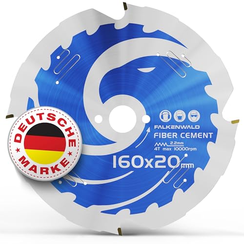 FALKENWALD® Sägeblatt Faserzement 160x20mm 4 Diamantzähne - Ideal für Fiber Cement - kompatibel mit TS55 & Bosch - 160x20 Kreissägeblatt von FALKENWALD