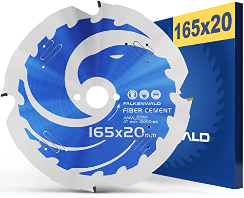 FALKENWALD® Sägeblatt Faserzement 165x20-4 Diamantzähne - Ideal für Fiber Cement - Kompatibel mit Makita Sägeblatt 165 DHS680RTJ, Makita SP 6000K1, Bosch GKT 55 GCE von FALKENWALD