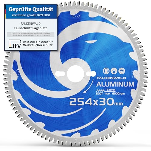 FALKENWALD ® Sägeblatt 254x30 mm ideal für Aluminium - 254x30 Kreissägeblatt kompatibel mit Bosch GTS 10 XC Sägeblatt und Bosch PTS10 Sägeblatt Aluminium - Kreissägeblatt 254 x 30 von FALKENWALD