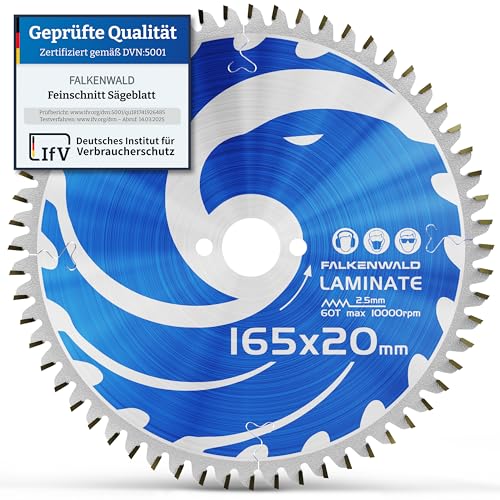 FALKENWALD Kreissägeblatt 165x20 ideal für Laminat - Kompatibel mit Makita Sägeblatt 165x20 und Bosch Sägeblatt 165 x 20 - Laminat Kreissägeblatt 165 x 20 FALKENWALD Kreissägeblatt 165x20 ideal für Laminat - Kompatibel mit Makita Sägeblatt 165x20 und Bosch Sägeblatt 165 x 20 - Laminat Kreissägeblatt 165 x 20 von FALKENWALD
