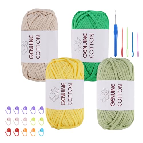 FALSKT Grobes Garn zum Häkeln, 4 x 50 g, Baumwollgarn, dicke Wolle, Häkelgarn, Farbe 49 von FALSKT