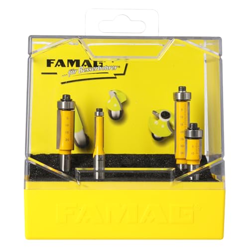 FAMAG 4-teiliges Bündigfräser Set HM-bestückt in Kunststoff-Box - 3101.904 von FAMAG