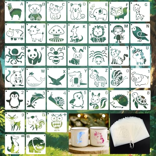 40 Stk Tier Schablonen Tiere Malschablonen Kinder, Wiederverwendbares DIY Schablonen Kinder, 7,5 * 7,5 cm Schablonen zum Malen, Stencil Schablonen für DIY Sammelalben, Fotoalbum 40 Stk Tier Schablonen Tiere Malschablonen Kinder, Wiederverwendbares DIY Schablonen Kinder, 7,5 * 7,5 cm Schablonen zum Malen, Stencil Schablonen für DIY Sammelalben, Fotoalbum von FAMCUCHE