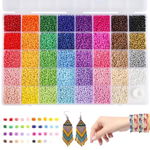 Perlen für Armbänder, 3mm 9600+ Stück Glasperlen Zum Auffädeln mit 8m Elastische Schnur, 39 Farben Perlen für Armbänder, Armbänder Selber Machen, Perlen 3mm für Machen Armband Halskette Ohrringe Perlen für Armbänder, 3mm 9600+ Stück Glasperlen Zum Auffädeln mit 8m Elastische Schnur, 39 Farben Perlen für Armbänder, Armbänder Selber Machen, Perlen 3mm für Machen Armband Halskette Ohrringe von FAMCUCHE