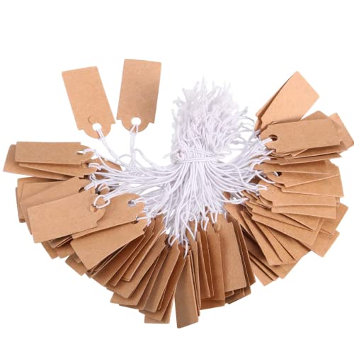 FAMIDIQGO 100 Stück Markierungsschilder, Kraftpapier, Preisschilder, beschreibbar, blanko, Preisschilder, mit elastischem Band zum Aufhängen, 2,6 x 1,5 cm FAMIDIQGO 100 Stück Markierungsschilder, Kraftpapier, Preisschilder, beschreibbar, blanko, Preisschilder, mit elastischem Band zum Aufhängen, 2,6 x 1,5 cm von FAMIDIQGO