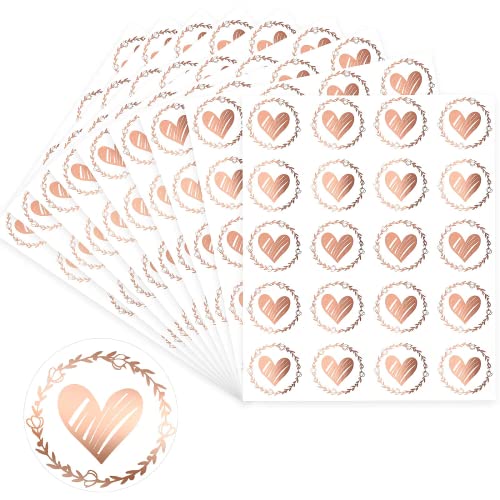 FAMIDIQGO 500 Pieces Heart Envelope Seals, Heart Stickers, Clear Bronzing Heart Stickers Round Sealing Sticker for Wedding Invitation Card Envelope von FAMIDIQGO