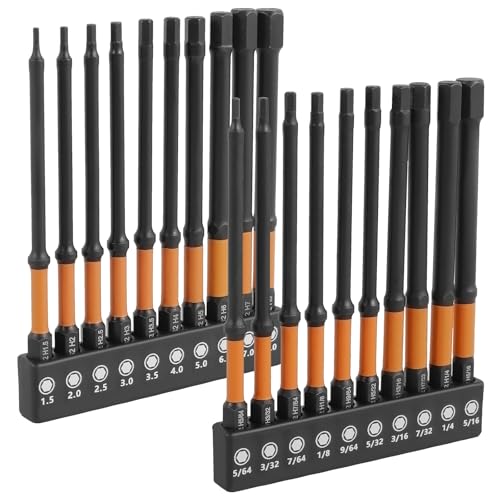 FAMIWIN Impact 10,2 cm langes Sechskantkopf-Bohrer-Set, 20-teiliges Inbusschlüssel-Sechskant-Set, metrisch und SAE, 6,35 mm Sechskant-Bit, magnetisch, S2-Stahl-Schraubendreher-Bits mit FAMIWIN Impact 10,2 cm langes Sechskantkopf-Bohrer-Set, 20-teiliges Inbusschlüssel-Sechskant-Set, metrisch und SAE, 6,35 mm Sechskant-Bit, magnetisch, S2-Stahl-Schraubendreher-Bits mit von FAMIWIN