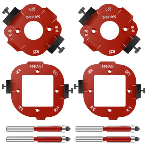 Router Eckenradius-Schablone, 2 Sets, Radiusvorrichtung, Aluminiumlegierung, Holzbearbeitung, Eckvorlage, 4 Stück, für R10/R15/R20/R25/R30/R35/R40/R50, mit Trimmschneider Router Eckenradius-Schablone, 2 Sets, Radiusvorrichtung, Aluminiumlegierung, Holzbearbeitung, Eckvorlage, 4 Stück, für R10/R15/R20/R25/R30/R35/R40/R50, mit Trimmschneider von FAMIWIN